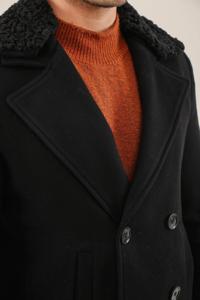 เสื้อโค้ทขนสัตว์คอวีหนาสำหรับผู้ชายเสื้อโค้ทขนสัตว์ระบายอากาศหนังแกะสำหรับฤดูหนาว - Product Image 6