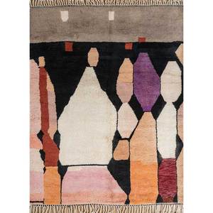 พรมขนสัตว์ถักมือสีเบจและสีน้ำตาลลายเรขาคณิต สำหรับห้องนั่งเล่น ทางเข้าห้องนอน ห้องโถง-Pae-4508 - Product Image 4