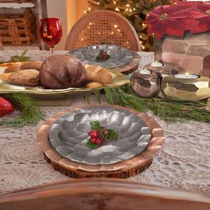 Bol de service en métal plaqué or avec design martelé Forme ronde Fruits et salade Plat de service pour centre de table de mariage Bol profond - Product Image 4