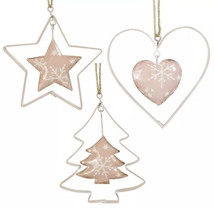 Golden Antique Finished Christmas Tree <b>Hanging</b> Metal <b>Stars</b>/Heart Wholesaler New Arrival Design Christmas Tree Ornaments - Product Image 1