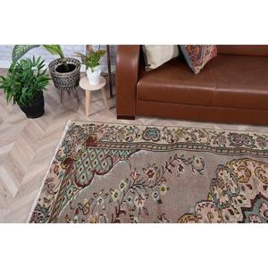 5.5x8.9 ft Vintage Rug, Turkish Rug, <b>Brown</b> Solid <b>Wool</b> Rug - Product Image 2