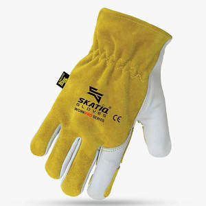 Guantes DE SEGURIDAD originales Skatiq para conductores, guantes de piel de cabra de primera calidad para la palma y la espalda dividida de piel de vaca - Product Image 5