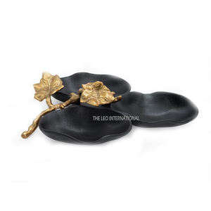 Set of 2 Golden Aluminum Rectangular Chocolate Nuts <b>Serving</b> Trays Dry Fruit and Chocolate with Gold Handle Free Decorative Style - Product Image 4