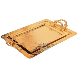 Plateau de service carré en acier inoxydable pour fruits, cadeau de mariage et de Diwali, fait à la main, écologique, de la meilleure qualité - Product Image 1