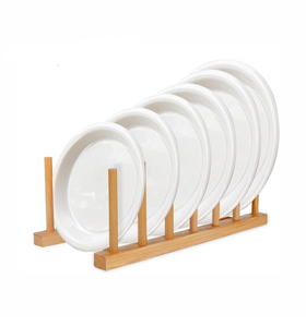 Soporte para platos de madera de acacia, estante para secar platos, vajilla plegable personalizada para cocina, soporte para tendedero de platos de madera - Product Image 2