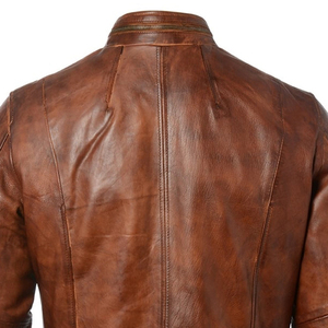 Veste en cuir de bonne qualité fabriquée en usine pour hommes Design populaire Style décontracté Fermeture éclair Tendance peau de crocodile - Product Image 4