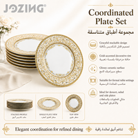 Assiettes de luxe en céramique en gros avec bord doré, vaisselle en porcelaine pour l'hôtellerie et la restauration