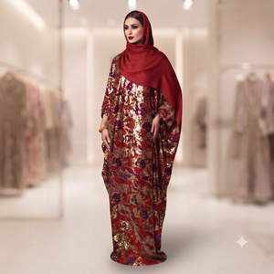 Ensemble Maqbal Dirac gris et blanc de qualité supérieure - Robe somalienne traditionnelle élégante avec des paillettes scintillantes et un châle assorti - Product Image 2