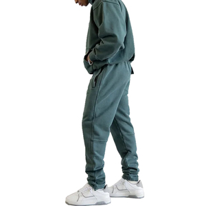 Chándal de fábrica de ropa de calle al por mayor LOW MOQ sudadera de lana gruesa pulóver Sudadera con capucha y pantalones de chándal desgastados de gran tamaño - Product Image 4