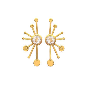 คริสตัลพลอยชุบทองง่ายต่างหู - Product Image 1