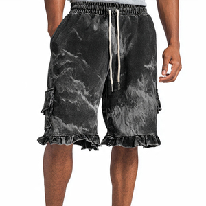 Distress Acid Wash Sweat <b>Shorts</b> <b>Men</b> Winter Baggy Vintage Wash <b>Fleece</b> <b>Shorts</b> <b>Mens</b> Workout Exercise Distressed Sweat <b>Shorts</b> <b>Men's</b> - Product Image 2