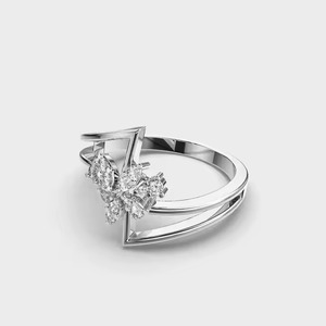 Bague de fiançailles en moissanite de laboratoire Style royal Design floral original Unique Floral Bagues en or 18K à double rangée de diamants - Product Image 4