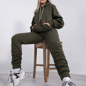 ชุดสูทกันเหงื่อ2024ผู้หญิงมีฮู้ดแบบผูกเชือกชุดออกกำลังกาย2ชิ้นสำหรับฤดูใบไม้ร่วงฤดูหนาวกำหนดได้เอง - Product Image 4