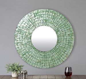 Jade Green Bottle Mosaic <b>Mirror</b>, wall hanging, home decor, highly aesthetic home decoration accessories, wholesale. - Product Image 2