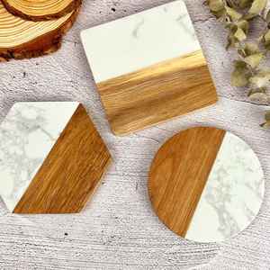 High Quality Epoxy <b>Glitter</b> Resin and Stone Coaster Set, Handmade <b>Drink</b> Mats <b>for</b> Wedding Return Gifts and Elegant Home Decoration - Product Image 6