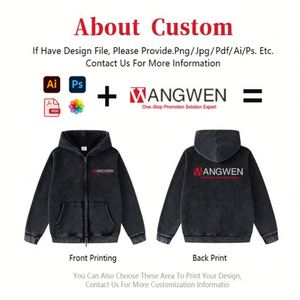 Sudadera con capucha vintage con cremallera y logotipo personalizado al por mayor, chaqueta lisa de peso pesado para hombre, sudadera con capucha con cremallera lavada al ácido para hombre - Product Image 2