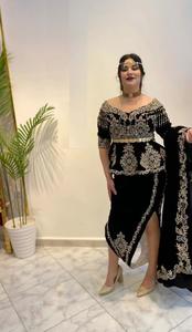 La última chaqueta negra 2024 y vestido Karakou con impresionantes cuentas de cristal bordadas, piedras, perlas y trabajo hecho a mano Dabka - Product Image 2