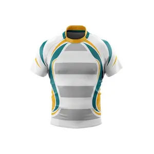 Alta qualidade camisas de rugby verde rugby jersey 100% poliéster sublimação impressão rugby Jersey POR MANASSEH INTERNATIONAL