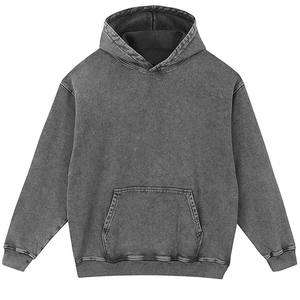 Sweats à capuche Streetwear personnalisé poids lourd coton Boxy recadrée Vintage lavage à l'acide fermeture éclair en détresse veste à capuche pour hommes - Product Image 1