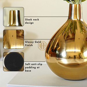 Luxury Bud Shape Metal <b>Vase</b> <b>Gold</b> Elegant Accent Handcrafted Designer Home Office Interior Styling Wholesale Export Supplier - Product Image 6