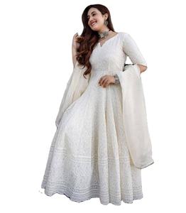 Georgette pure lourde indienne avec broderie et travail de séquence et travail de pierre de diamant robes longues avec travail de broderie Dupatta - Product Image 1