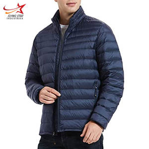 Men's High Quality Puffer <b>Jacket</b> New Fashion Winter Wear <b>Packable</b> <b>Lightweight</b> with Stand Collar Water-Resistant Front Logo - Product Image 3