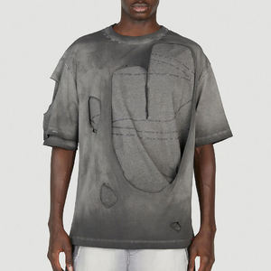 Vente en gros T-shirt vintage surdimensionné à col rond pour hommes personnalisé OEM T-shirt lourd délavé - Product Image 1