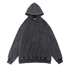 Sudadera con Capucha Básica Informal y Cómoda con Lavado Ácido y Bordado para Hombre, Corte Regular, Invierno, Color Sólido, 100% Algodón, Felpa, con Bolsillo - Product Image 1