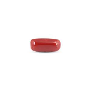 พลอยปะการังแดงญี่ปุ่นธรรมชาติ รูปไข่ ขนาด 7.2 กะรัต ขัดเงา สูง 8 มม. - Product Image 1