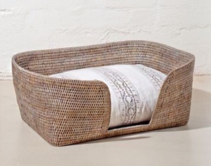 Cama para mascotas de ratán de primera calidad, cesta natural tejida a mano para gatos, perros pequeños y cachorros - Product Image 3