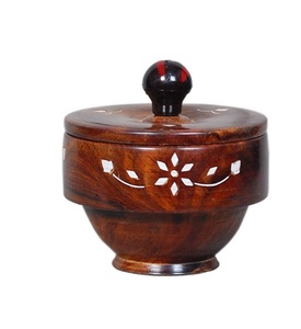Bol en bois de sheesham fait à la main avec couvercle bol de fruits secs décoratif | Bol à dessert | Bol à salade pour bol à usage multiple - Product Image 5