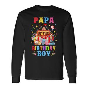 Maglietta a Maniche Lunghe per Festa di Compleanno a Tema Circo per Ragazzi, T-Shirt Promozionale per la Celebrazione del Papà - Product Image 1
