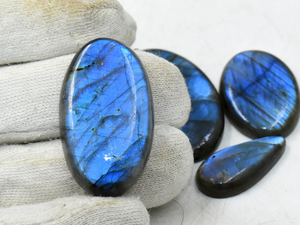 หินลาบราดอไรต์ขัดเงาขัดเงาทั้งสองด้าน8ชิ้นอัญมณีหลวมที่ทำด้วยมือสำหรับทำเครื่องประดับทั้งหมด - Product Image 3