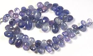 ลูกแพร์ Tanzanite เหลี่ยมเพชรพลอยธรรมชาติ7.5-12มม. 9 "ลูกปัดพลอยแทนซาไนต์แอฟริกัน - Product Image 3