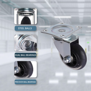 Ruedas giratorias de 3 pulgadas, bajo ruido y revestimiento de zinc suave, estilo plano libre, hecho de acero, poliuretano, polipropileno - Product Image 4