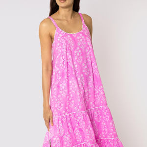 Imprimir Midi Longitud Verano Algodón Sin mangas Diseñador Hecho a mano Moda Ocasión Desgaste Vestido de mujer - Product Image 1