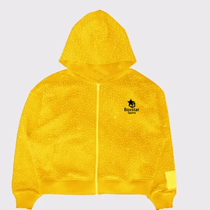 Poids lourd 100% coton polaire hommes sweats à capuche à fermeture éclair strass personnalisé surdimensionné pour l'hiver personnalisation Streetwear sweats à capuche - Product Image 5
