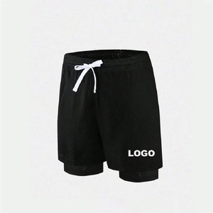 NEW OEM Custom Blank Polyester Workout Running Athletic <b>Sweat</b> Gym Basketball Double Layer Mesh <b>Shorts</b> for Men - Product Image 4
