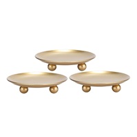 Candeldo Lustre conique doré en métal, grand modèle, ensemble de centre de table avec 3 bougeoirs pour activités religieuses et Noël