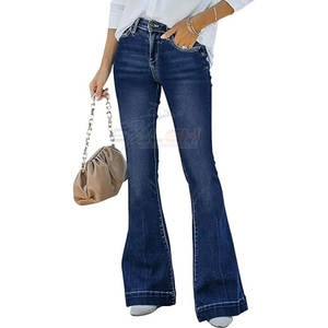 Pantalon évasé pour femme à la mode avec toucher doux et apparence chic Pantalon évasé extensible avec ceinture haute - Product Image 1