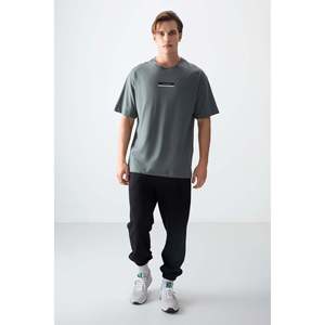 <b>Khaki</b> 100% Cotton Thick Soft Textured Oversize Fit Printed <b>Men's</b> <b>T</b>-<b>Shirt</b> - 88359 - <b>Khaki</b> - Product Image 2