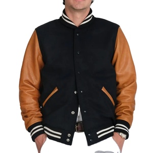 Vestes universitaires en Satin personnalisées de haute qualité pour hommes manches en cuir brodé col à capuche poche veste d'hiver 2026 - Product Image 3