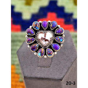 Southwest Handmade Purple Dahlia Bezel-Set <b>Adjustable</b> <b>Ring</b> with Wild Horse Magnesite & Sterling Silver for Gift - Product Image 5