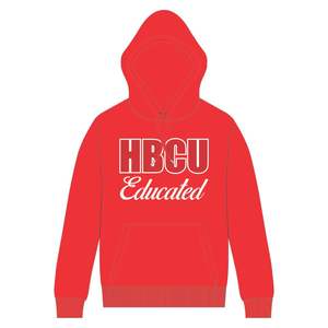 <b>Red</b> <b>Men</b> HBCU Educated Pullover Hoodie White Chenille and Embroidered Design Greek Life Apparel Custom College Clothing - Product Image 2