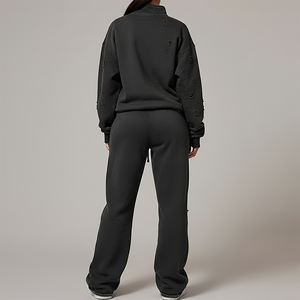 Ensemble de survêtements personnalisés de haute qualité pour hommes et femmes, avec logo imprimé, respirant, en velours d'hiver, pour le jogging - Product Image 3