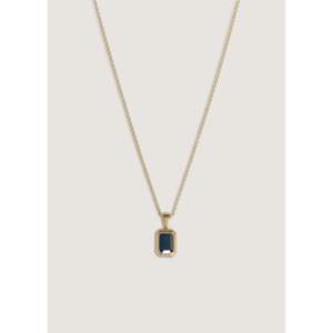 Lyra Religious Style Blue Sapphire <b>Pendant</b> with <b>Emerald</b> Cut Bezel Set in Rose Gold with Rhodium Plating Charm Jewelry - Product Image 4
