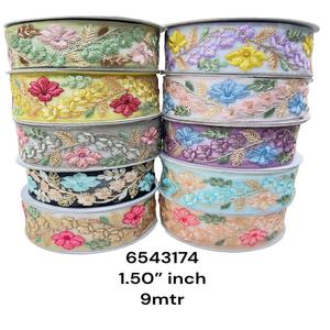 Dentelles de broderie florales multicolores chics faites sur commande pour des styles à la mode. Idéal pour les robes de couture, saris - Product Image 4