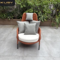 Ensemble de mobilier d'extérieur professionnel en aluminium et corde, chaise de balcon étanche en métal, table et chaises de jardin pour hôtel