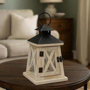 Farol de Madera Decorativo, Iluminación Rústica para Decoración del Hogar, Sala de Estar, Dormitorio, Mesa de Centro y Ambiente Interior, de la India - Product Image 6