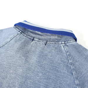 Sudadera con Cierre de Cremallera de un Cuarto, Estilo Chambray Lavado al Ácido, Unisex, con Logotipo Bordado en la Parte Delantera, Bolsillo Tipo Canguro, Etiqueta OEM - Product Image 3